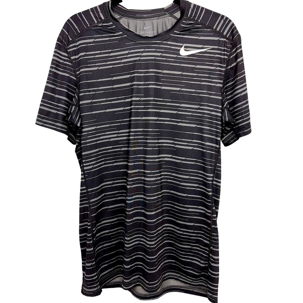 Nike Dri-Fit Fitted Athleisure Striped Short Sleeve Running Shirt Men's M